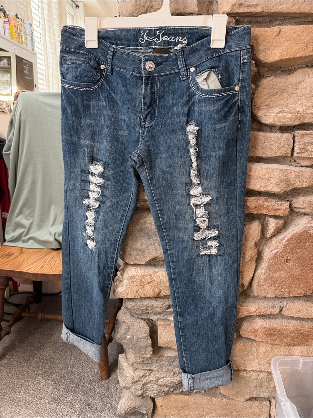 Jc Jeans Juniors Distressed Boot Cut Jeans - Dark Blue size 9